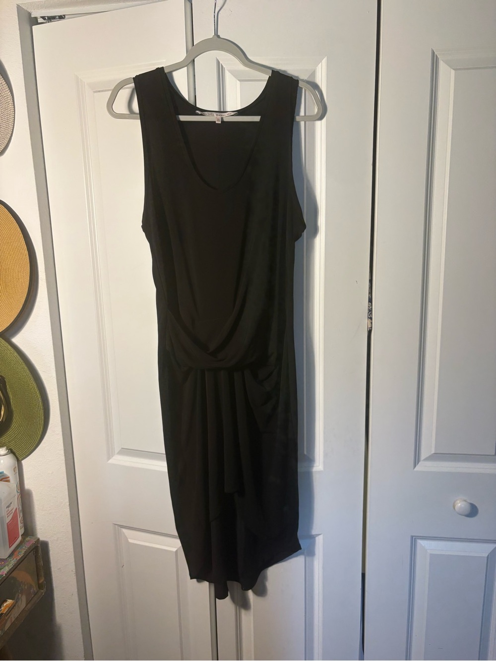 RACHEL ROY Black Sleeveless Draped Midi Dress